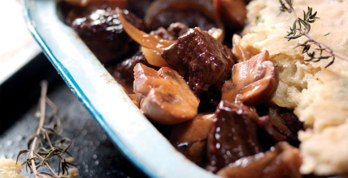 Beef, Mushroom and Red Wine with Thyme Suet Crust